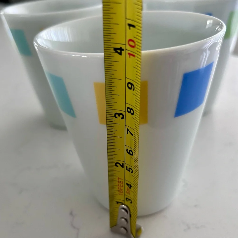 Crate and Barrel Coffee Mugs Tea Cups Set of 4 Retro Mid Century EUC